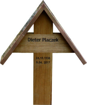 Grabkreuz Eiche mit Dach